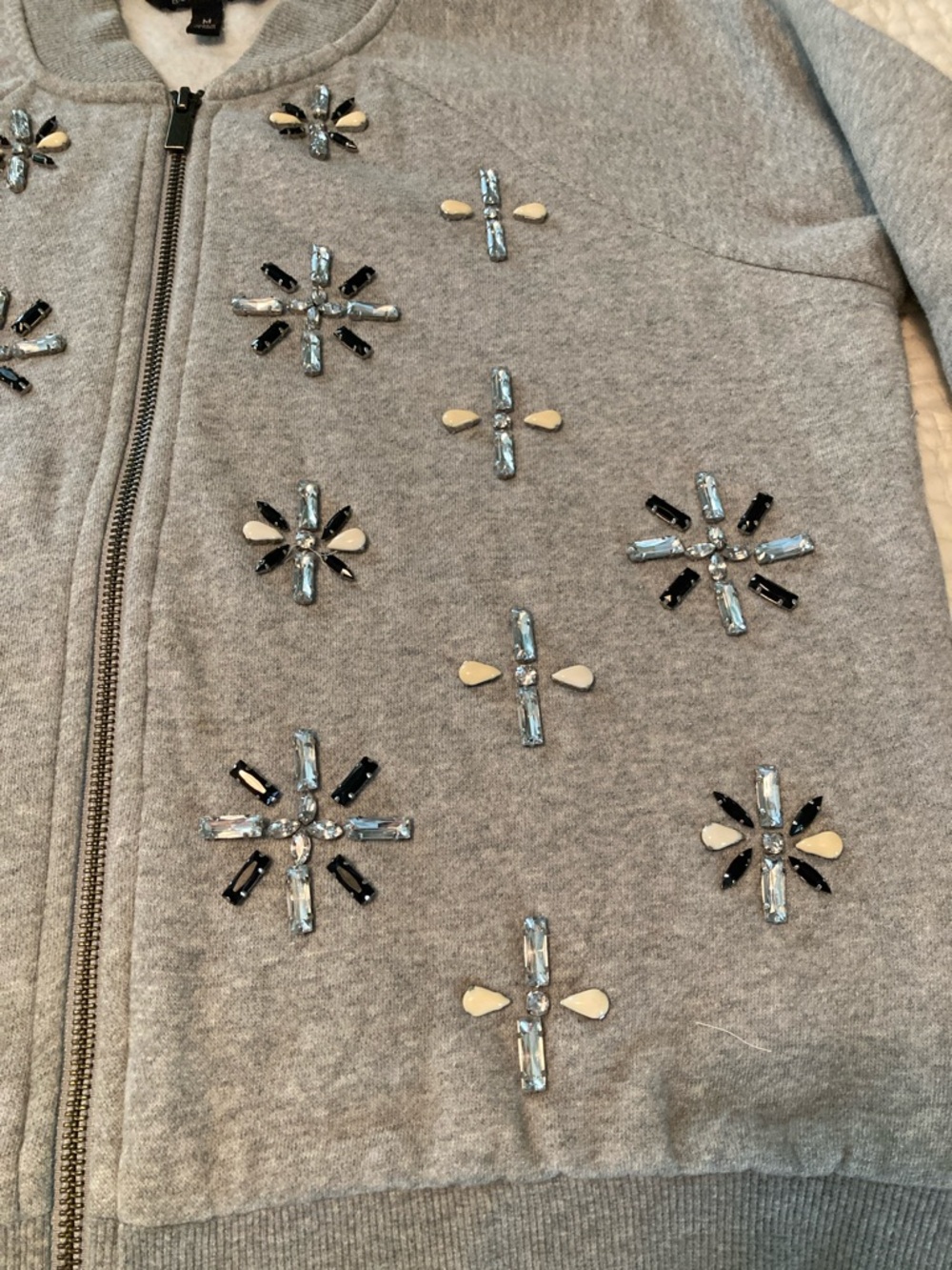 Banana Republic Light Gray Embellished Zip-Up Sweatshirt - Picture 5 of 9